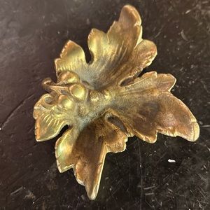 Vintage Brass grape leaf